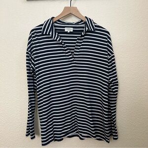 Alice Walk Navy and White Striped Women’s Top Large